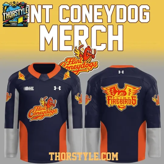 Discover Personalized Flint Firebirds x Flint Coney Dogs Night 2026 Hockey Shirt Men's