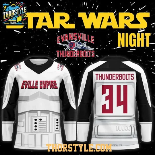 Discover Personalized Evansville Thunderbolts 2026 Star Wa.rs Night Hockey Shirt Men's