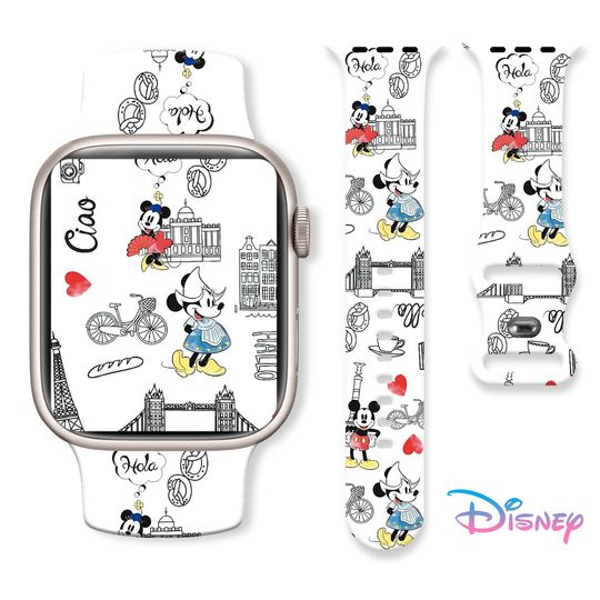 Discover Disney Mich Printed Strap for Apple Watch 11 10 9 SE Silicone Band Replaceable Watchband for iWatch 46mm 44mm 42mm 41mm Bracelet