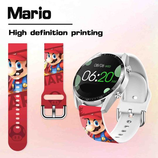 Discover Mario Series 20mm Printed Watch Strap for Samsung Galaxy 7/6/5 Compatible 40mm 44mm Band Replaceable Bracelet for Xiaomi Amazfit