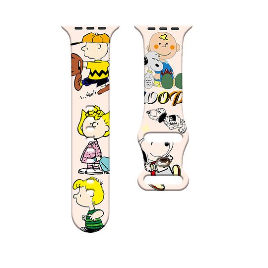 Discover Clumsy-cute Snoopy Series Pattern Print Strap for Apple Watch 11/10/9/8/7/SE, Soft Silicone Replacement Band 46mm/45mm/44mm/42mm