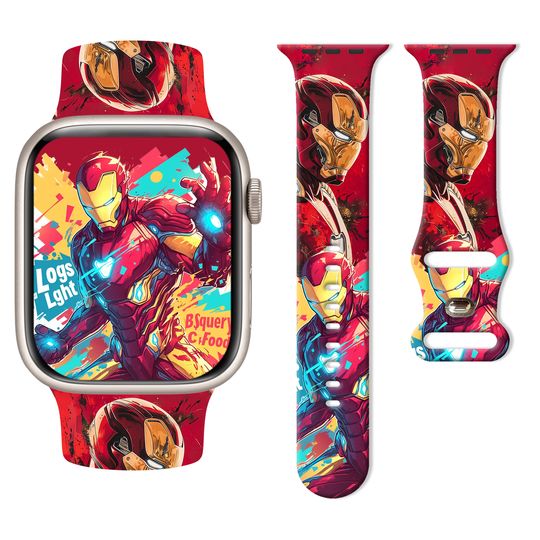Discover Disney Iron Man printing Strap for Apple Watch 11 10 9 8 7 Band Replaceable Bracelet for iWatch 46mm 42mm 41mm 40mm Watchband