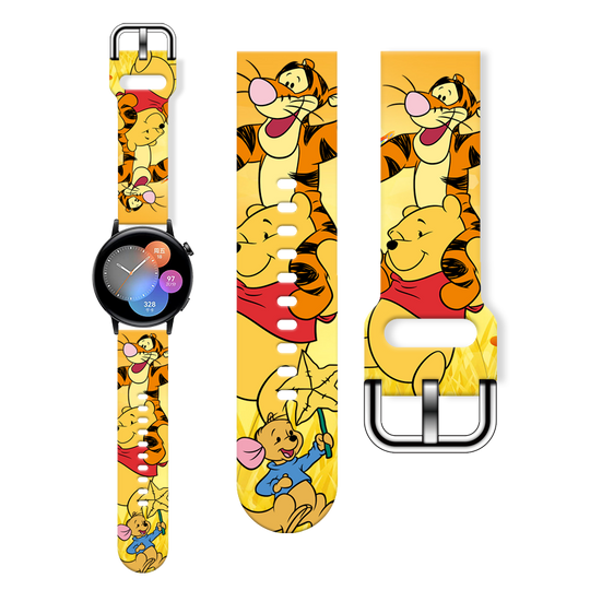 Discover Disney Pooh Bear 20mm Printed Strap for Samsung Galaxy Watch 7/6/5 40mm 44mm Band Replaceable Bracelet for Xiaomi Huawei Amazfit