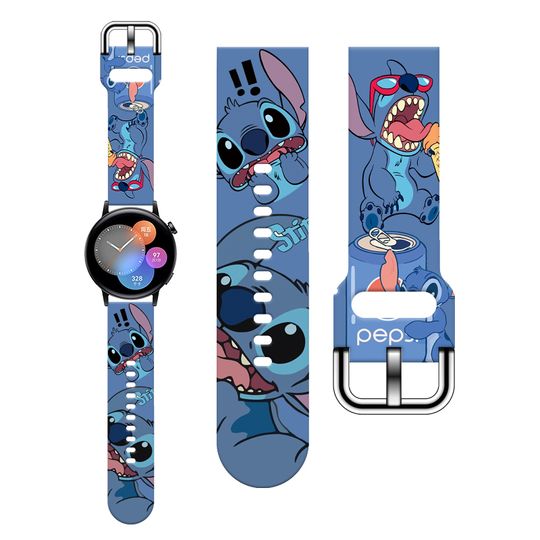 Discover Disney Stitch 20mm Printed Strap for Samsung Galaxy Watch 7/6/5 40mm 44mm Band Replaceable Bracelet for Xiaomi Huawei Amazfit