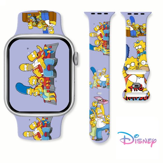 Discover Disney Simpson Printed Strap for Apple Watch 11 10 9 Silicone Band Replaceable Bracelet for iWatch 46mm 44mm 42mm 41mm Watchband