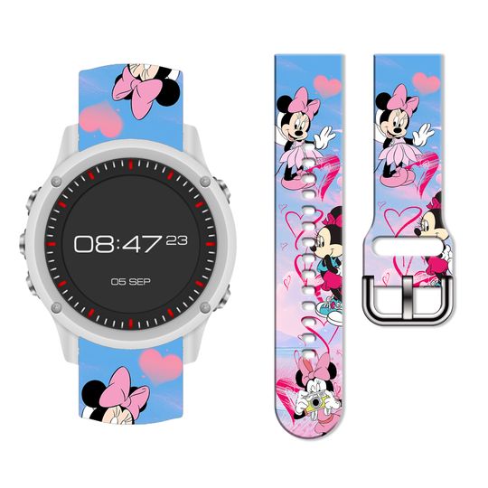 Discover Disney Minnie 20mm Printed Strap for Samsung Galaxy Watch 7/6/5 40mm 44mm Band Replaceable Bracelet for Xiaomi Amazfit Watchband