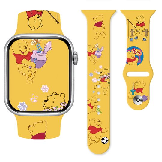 Discover Disney Winnie The Pooh Strap for Apple Watch 11 10 9 8 Silicone Band Replaceable Bracelet for iWatch 46mm 44mm 42mm 41mm Dial