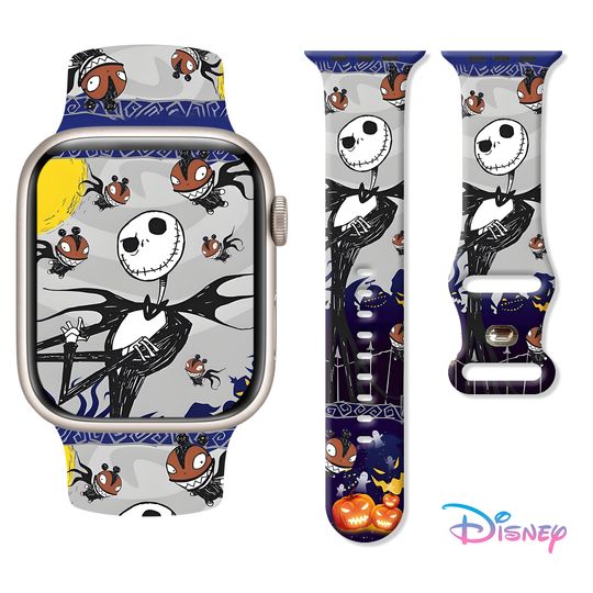 Discover Disney Nightmare Before Christmas Strap for Apple Watch 11 10 9  Silicone Band Replaceable Bracelet for iWatch 46/44/42/41mm