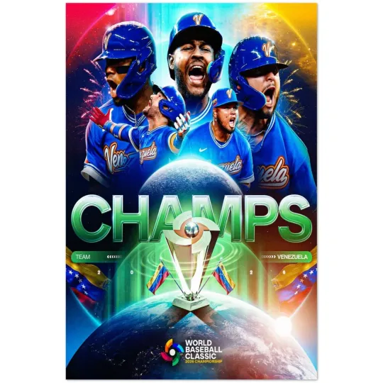 Discover Venezuela World Baseball Classic Champions 2026 Trophy Poster