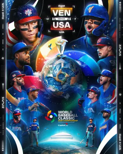 Discover USA vs Venezuela World Baseball Classic 2026 Poster Aaron Judge Acuna Jr Art