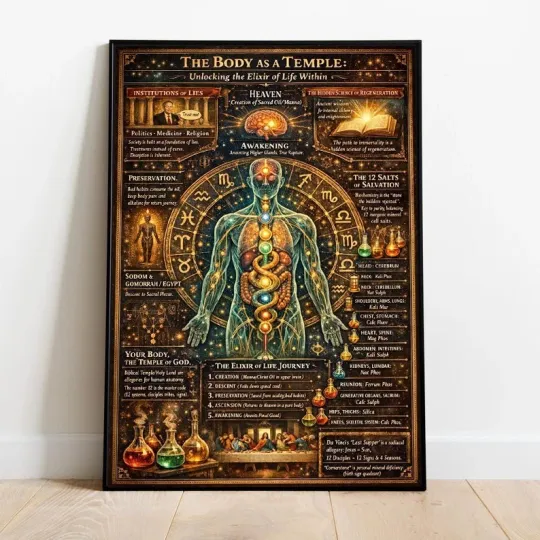 Discover Human Body As Temple Spiritual Alchemy Anatomy Art Poster