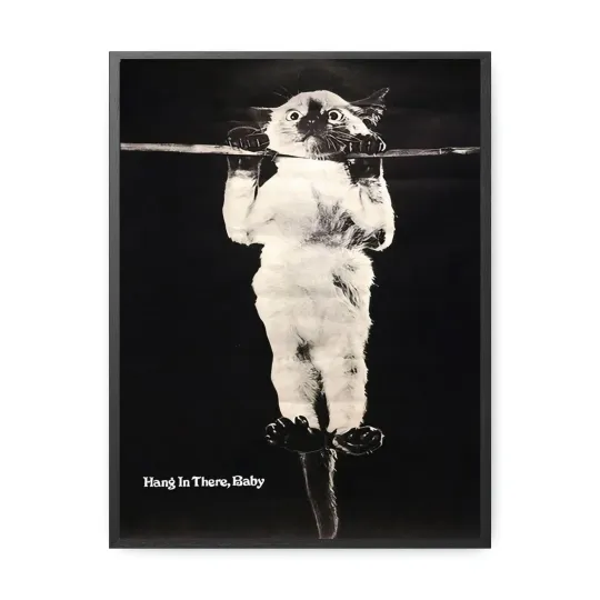 Discover Hang In There Baby Vintage Motivational Cat Black White Poster