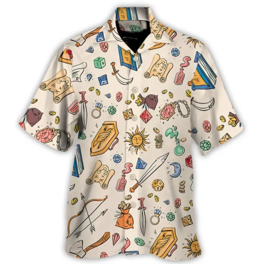 Discover Dnd Button Up Dungeons And Dragons Pattern Hawaiian Shirt