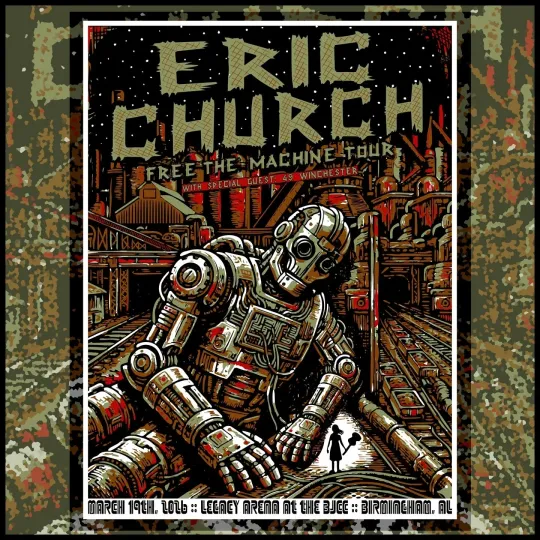 E Church Birmingham AL 2026 Concert Poster Free The Machine Tour Robot Art