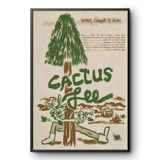 Discover Cactus Lee West Coast Tour 2026 Poster - Folk Country Music Art Print Tree