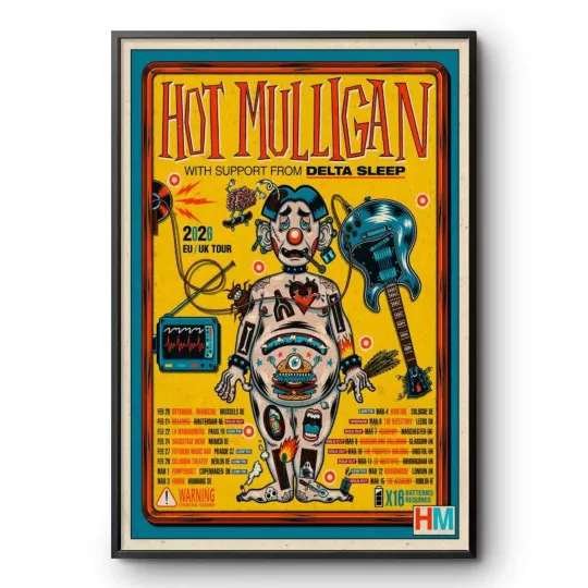 Discover Hot Mulligan Poster Delta Sleep EU UK 2026 Tour Gig Poster Emo Rock Wall Decor