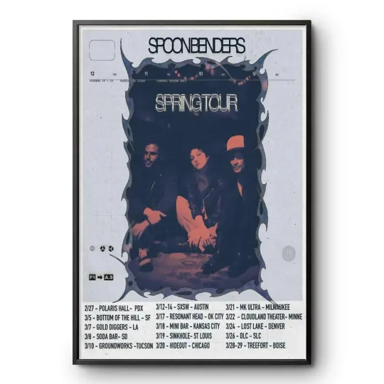 Spoonbenders Spring Tour 2026 Poster Psych Rock Band Gig Print SXSW Treefort