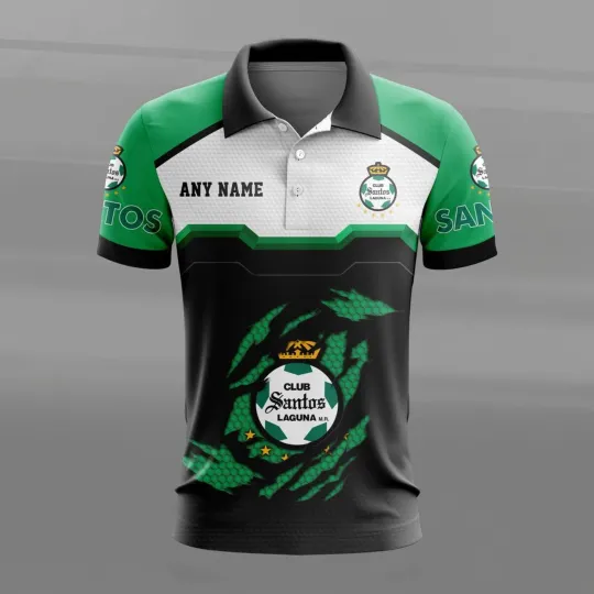 Discover LIGA MX Club Santos Laguna Personalized Name MultiColor Polo Shirt Design Hot