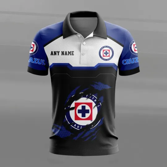 Discover LIGA MX Cruz Azul Personalized Name MultiColor Polo Shirt Design Hot2026