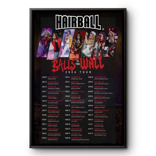 Discover Hairball Balls To The Wall Tour 2026 Rock Concert Poster Print Home Decor