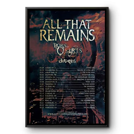 Discover All That Remains Born Of Osiris Tour 2026 Metal Concert Poster Home Decor