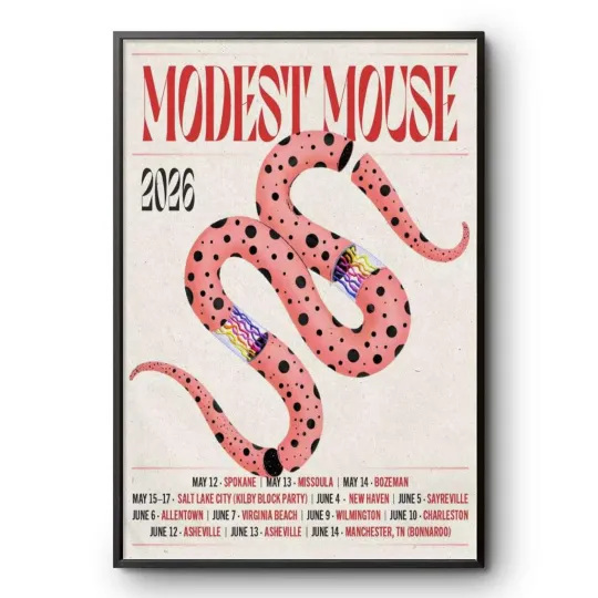 Discover Modest Mouse 2026 Tour Poster - Indie Rock Music Concert Art Print Snake Design