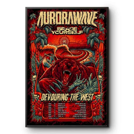 Discover Aurorawave Devouring The West Tour 2026 Metal Concert Poster Home Decor