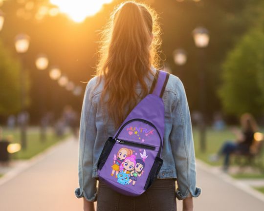 Kpop Demon Hunter Sling Bag | Kpop Chibi Characters Chest Bag | Unisex Kpop Huntrix Bag