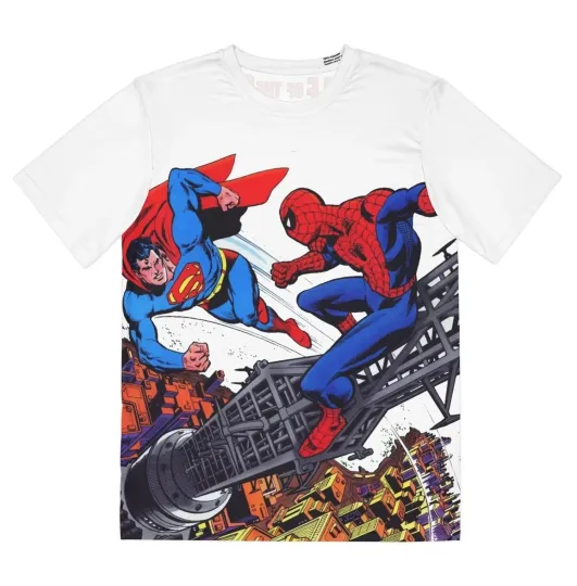 Superman Vs Amazing Spider-Man All Over Print Tee (Polyester) - Marvel/DC Comics