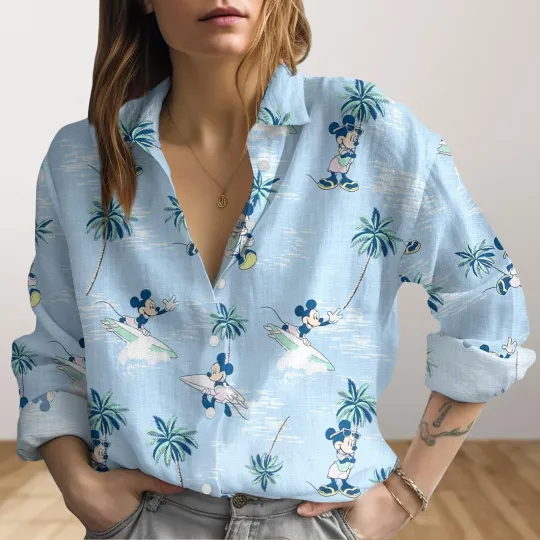 Discover Mickey Mouse Surfing Womens Blouse Disney Mickey Button Shirts