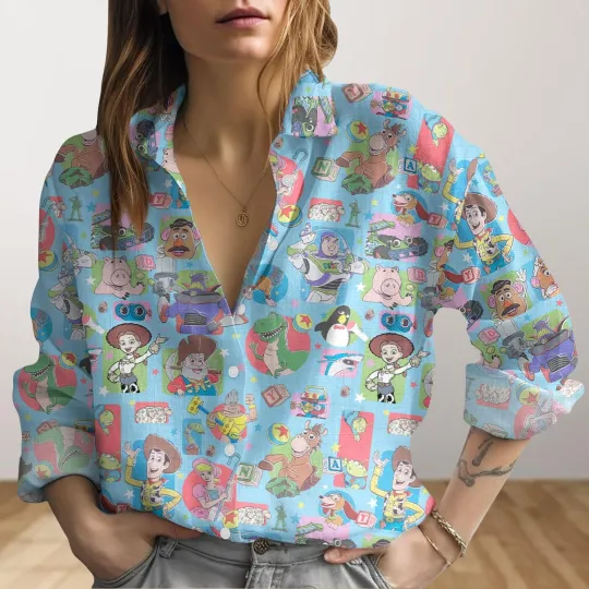 Discover Disney Toy Story Womens Blouse Long Sleeve Shirts