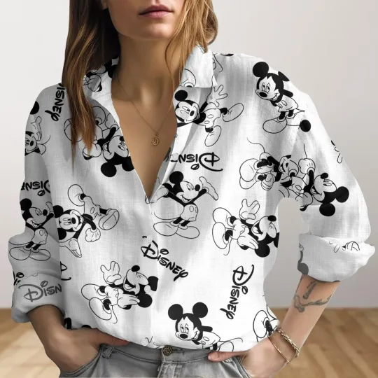 Discover Mickey Mouse Blouse Shirt Disney Womens Blouse Magic Kingdom Button Shirts