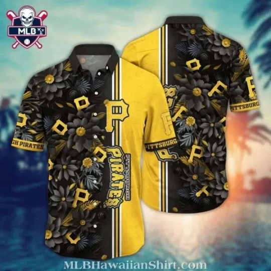 Discover Pittsburgh Baseball Team Piratess Floral Eclipse Hawaiian Shirt – Night Bloom