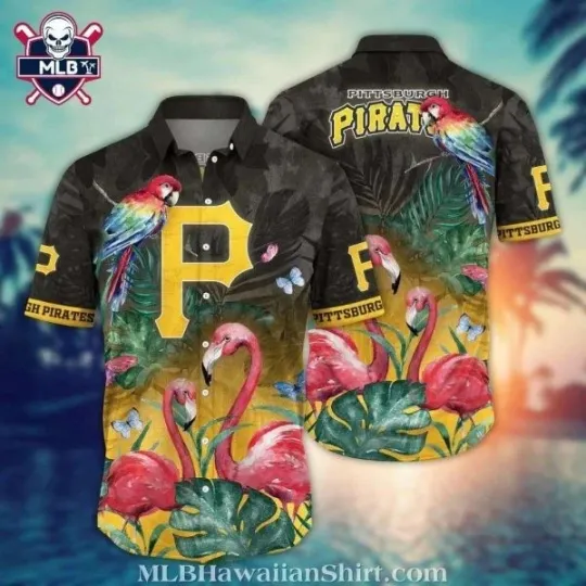 Discover Sunset Flamingos Pittsburgh Baseball Team Piratess Hawaiian Shirt – Tropical Bli