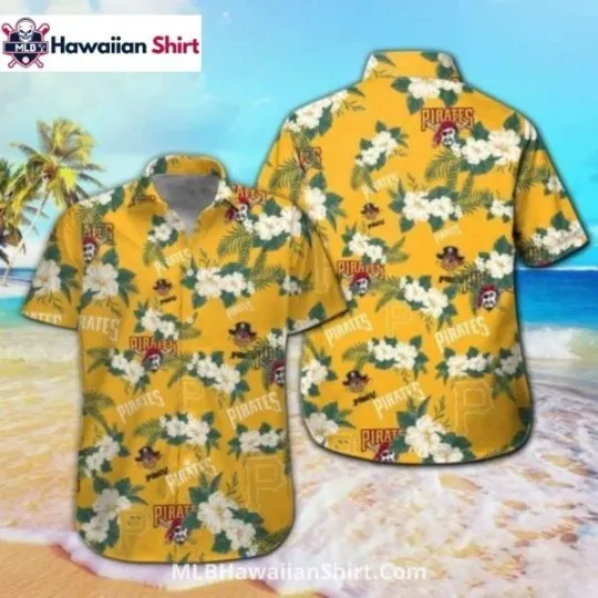 Discover Pittsburgh Baseball Team Piratess Tropical Floral Pirates Hawaiian Shirt