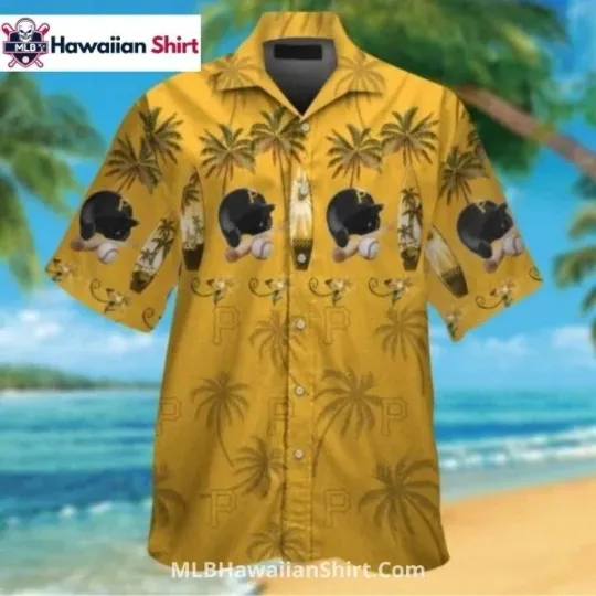 Discover Palm Trees And Baseball Pittsburgh Baseball Team Piratess Aloha Shirt