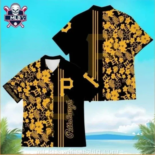 Discover Pittsburgh Baseball Team Piratess Golden Turtle And Flowers Pattern Hawaiian Shi