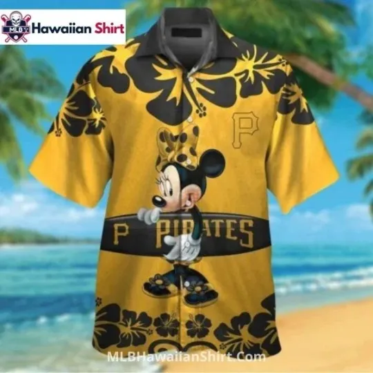 Discover Minnie Mouse Floral Pittsburgh Baseball Team Piratess Hawaiian Shirt