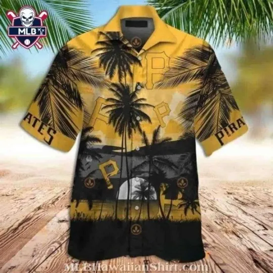 Sunset Palms Pittsburgh Baseball Team Piratess Black and Gold Shirt