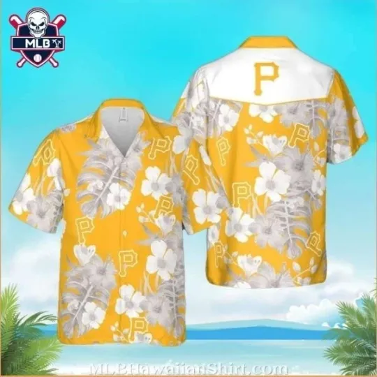 Discover Sunshine Hibiscus Flowers And Palm Leaves Pattern Pittsburgh Baseball Team Pirat