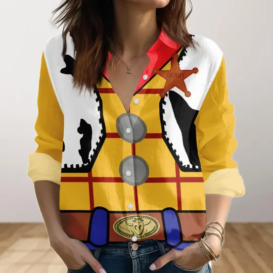 Discover Toy Story Woody Costume Shirt Disney Woody Cosplay Outfit Cowboy Blouse Shirts