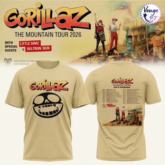 Discover Gorillaz The Mountain Tour 2026 North America Edition T-Shirt - Beige