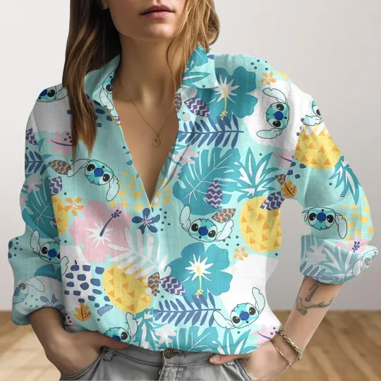 Discover Stitch Womens Blouse Stitch Button Shirt Lilo And Stitch Long Sleeve Shirts
