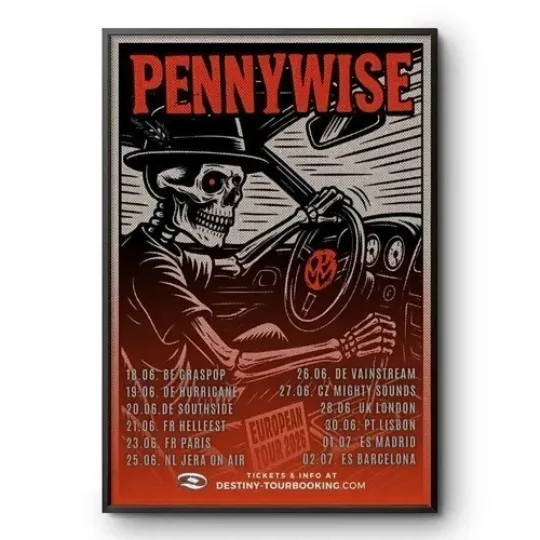 Discover Pennywise European Tour June-July 2026 Concert Poster
