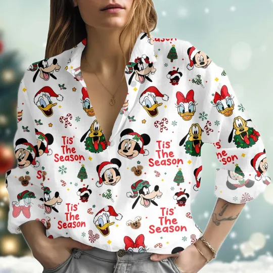 Discover Christmas Mickey Mouse Blouse Shirt, Disney Xmas Women Shirt