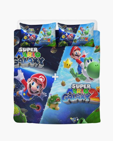 Super Mario Galaxy Bedding Set with Duvet Cover and Pillowcases