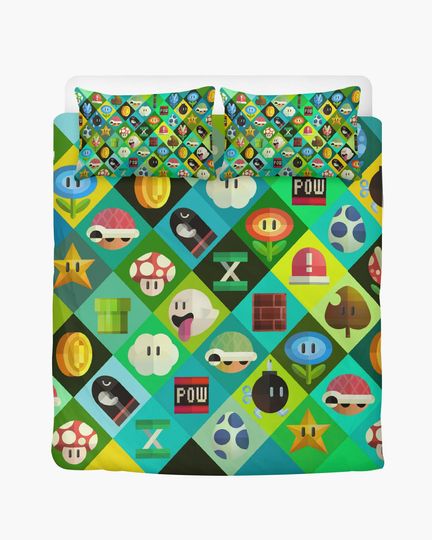 Super Mario Bedding Set with Duvet Cover and Pillowcases