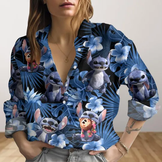 Discover Lilo And Stitch Womens Blouse Disney Family Outfit Stitch Aloha Shirts