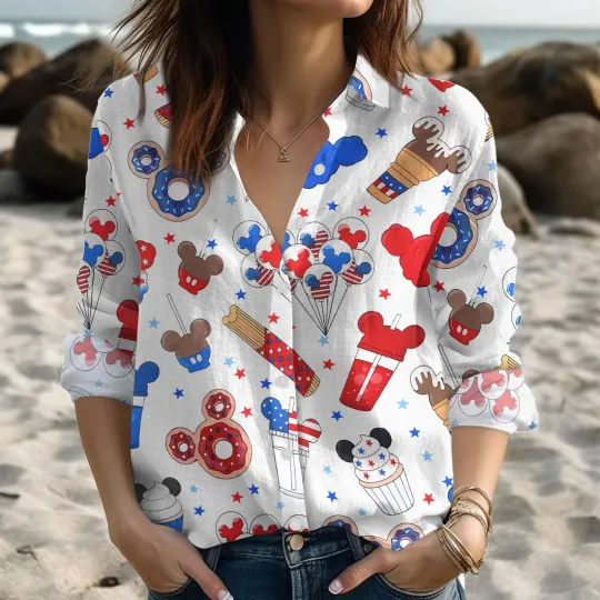 Discover Disney Mickey Mouse 4th Of July Women Blouse Shirts