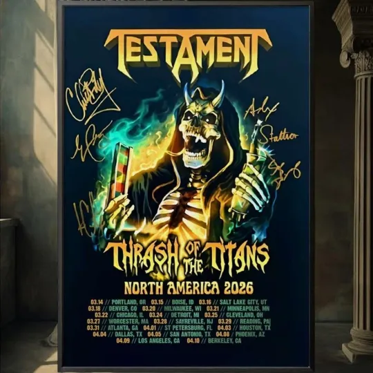 Discover Testament Exclusive Poster Thrash Of The Titans North America Tour 2026